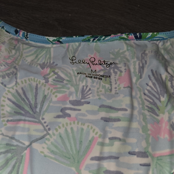 Lilly Pulitzer Talli V-Neck Medium Coverup Blue Mosaic Shells Swim - Picture 2 of 4